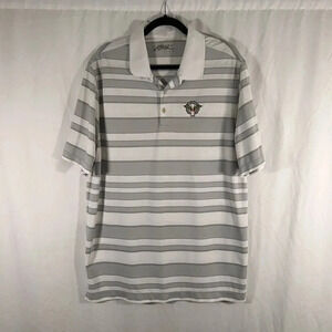Nike Golf Hollywood Golf Club Polo Shirt Men's XL Grey Striped Short Sleeve